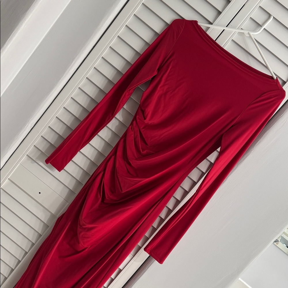 đź’—Superdown Red Bodycon Dress with Slit - Picture 6 of 7